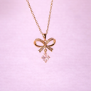Bow Crystal Drop Dainty Necklace