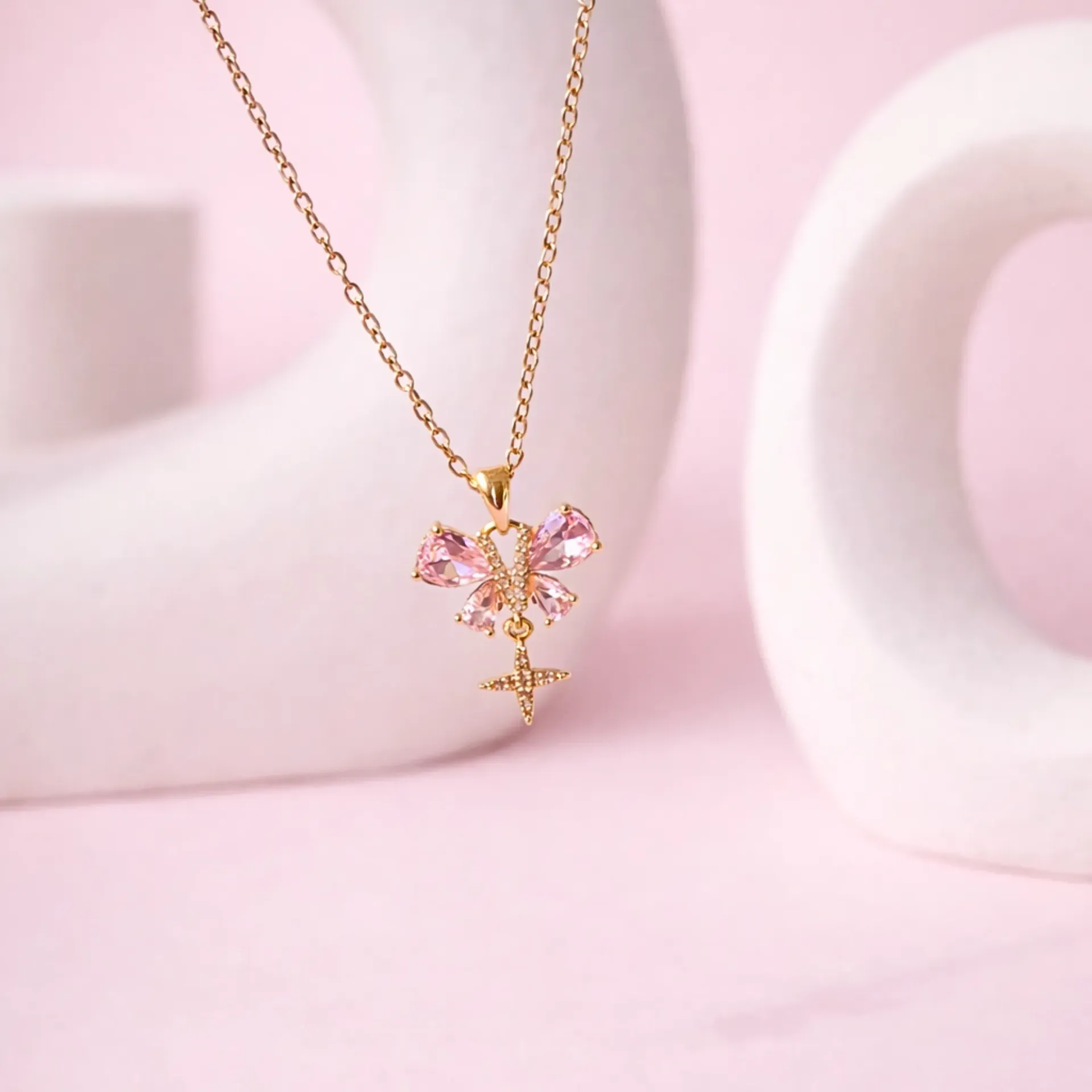 Butterfly Star Drop Necklace
