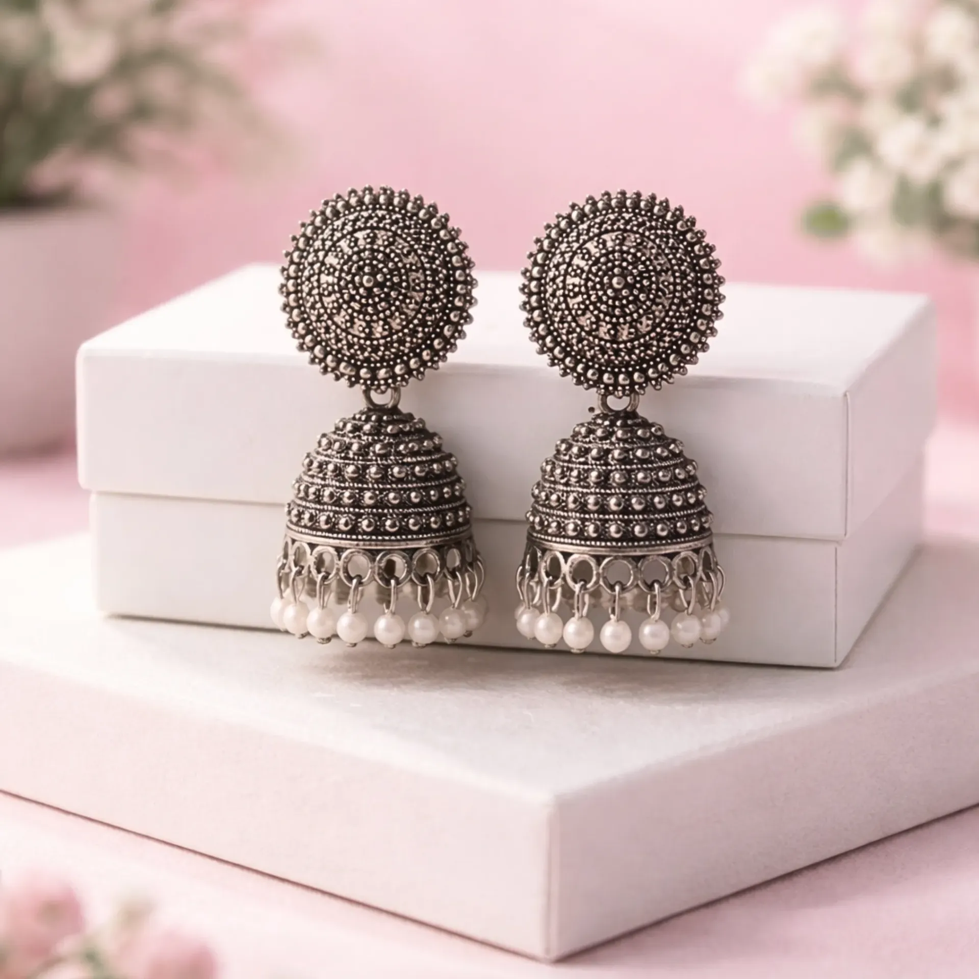 Classic Shaped Oxidised Jhumkas