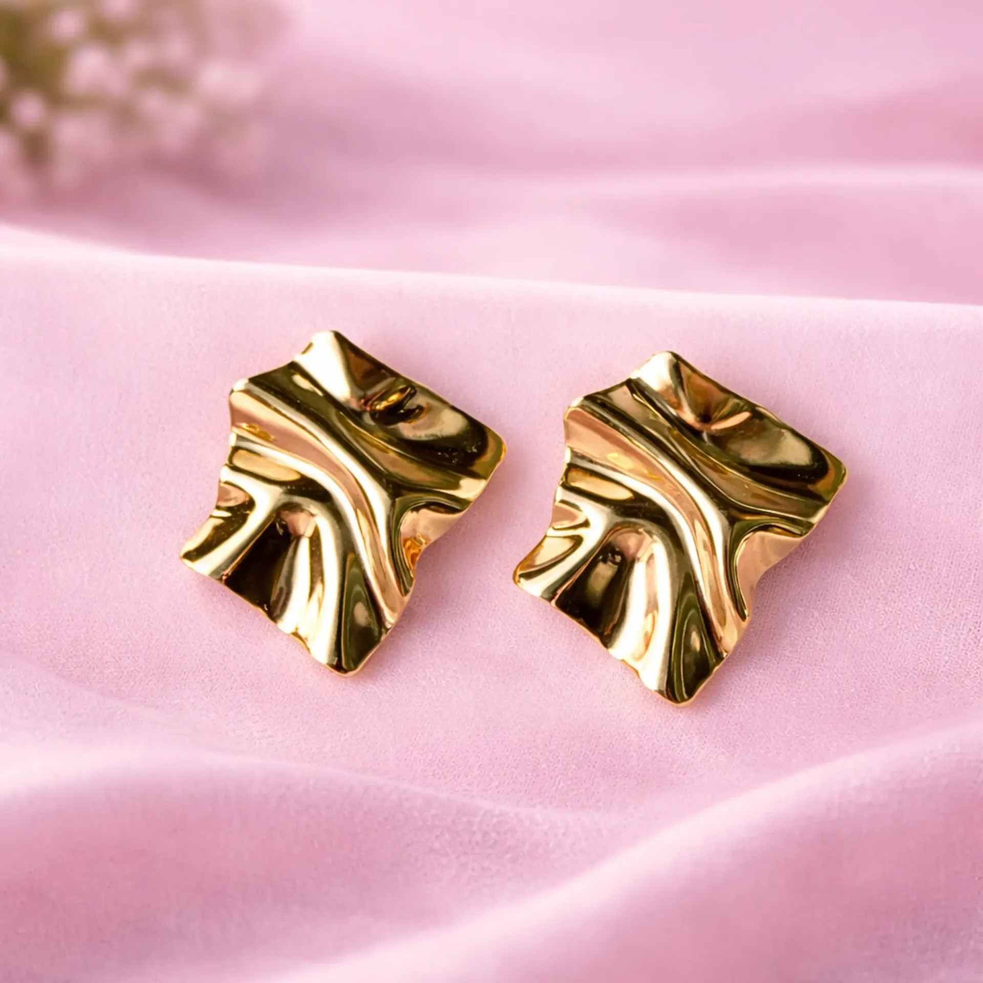 Embossed Elegance Gold Earrings